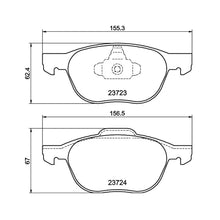 Technical drawing of Mintex MDB2634 brake pads with dimensions