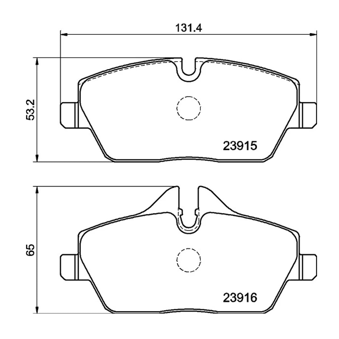 Technical drawing of Mintex MDB2682 brake pads with dimensions