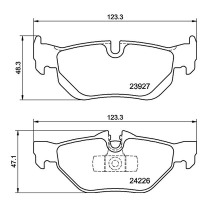 Technical drawing of Mintex MDB2683FR brake pads with dimensions