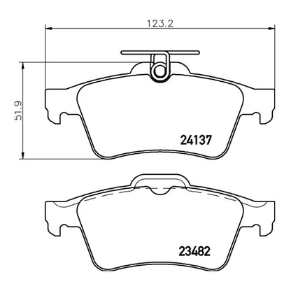 Technical drawing of Mintex MDB2686 brake pads with dimensions