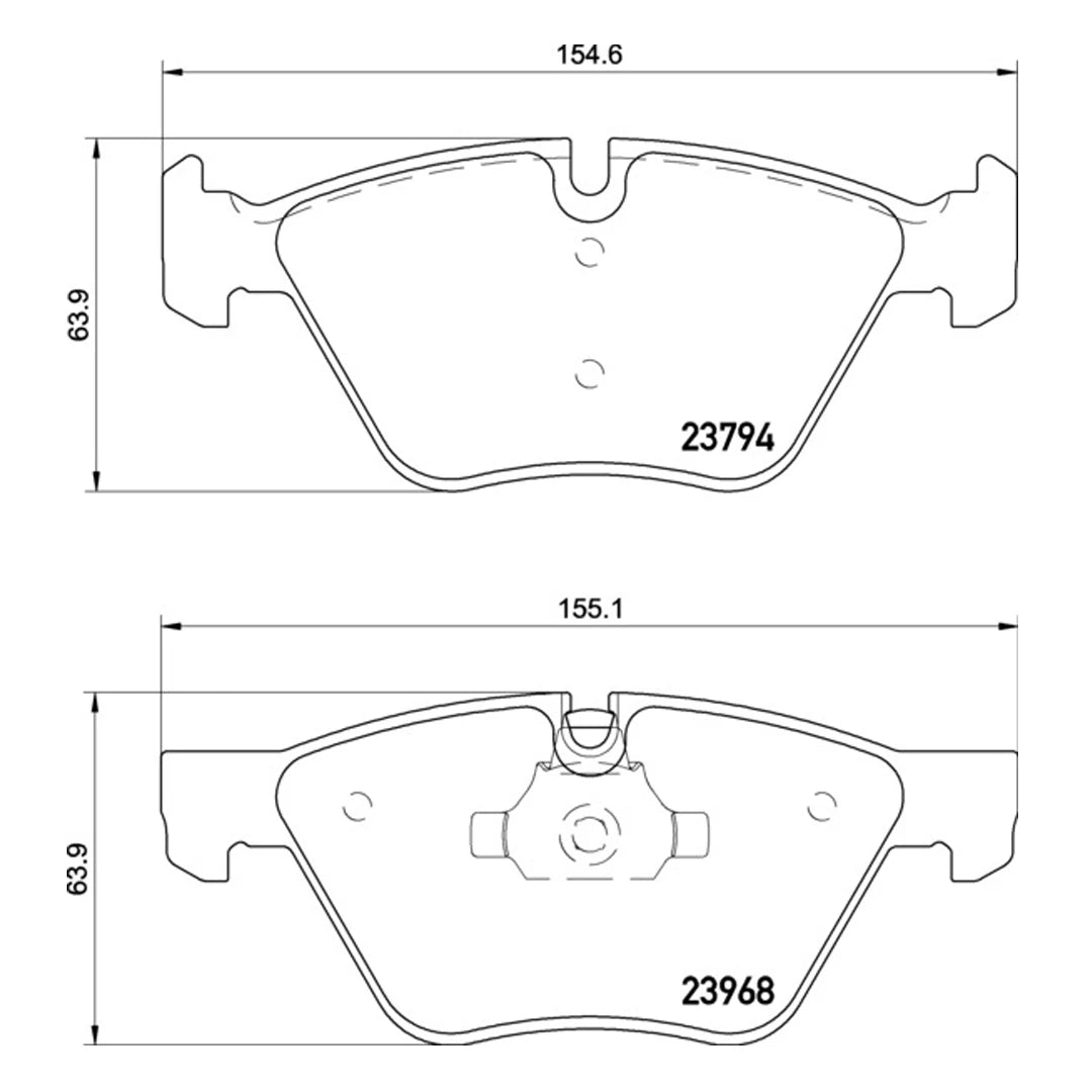 Technical drawing of Mintex MDB2692FR brake pads with dimensions and part numbers.