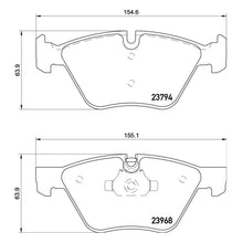 Technical drawing of Mintex MDB2692FR brake pads with dimensions and part numbers.
