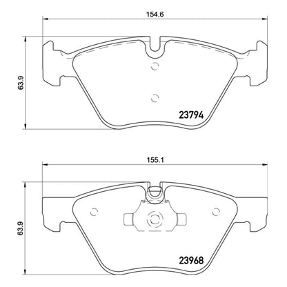 Technical drawing of Mintex MDB2692FR brake pads with dimensions and part numbers.