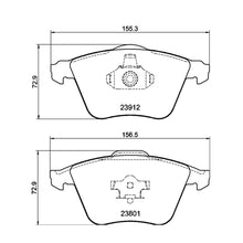 Technical drawing of Mintex MDB2749 brake pads with dimensions