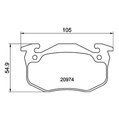 Technical drawing of Mintex MDB2868FR brake pads with dimensions and part numbers.
