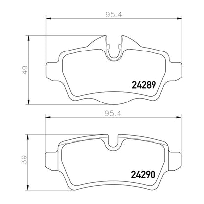 Technical drawing of Mintex MDB2930FR brake pads with dimensions and part numbers.
