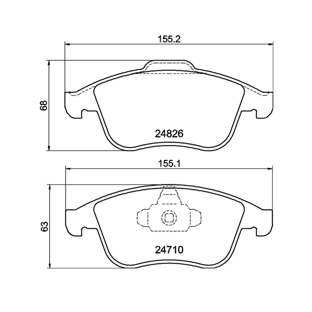 Technical drawing of Mintex MDB3030 brake pads with dimensions