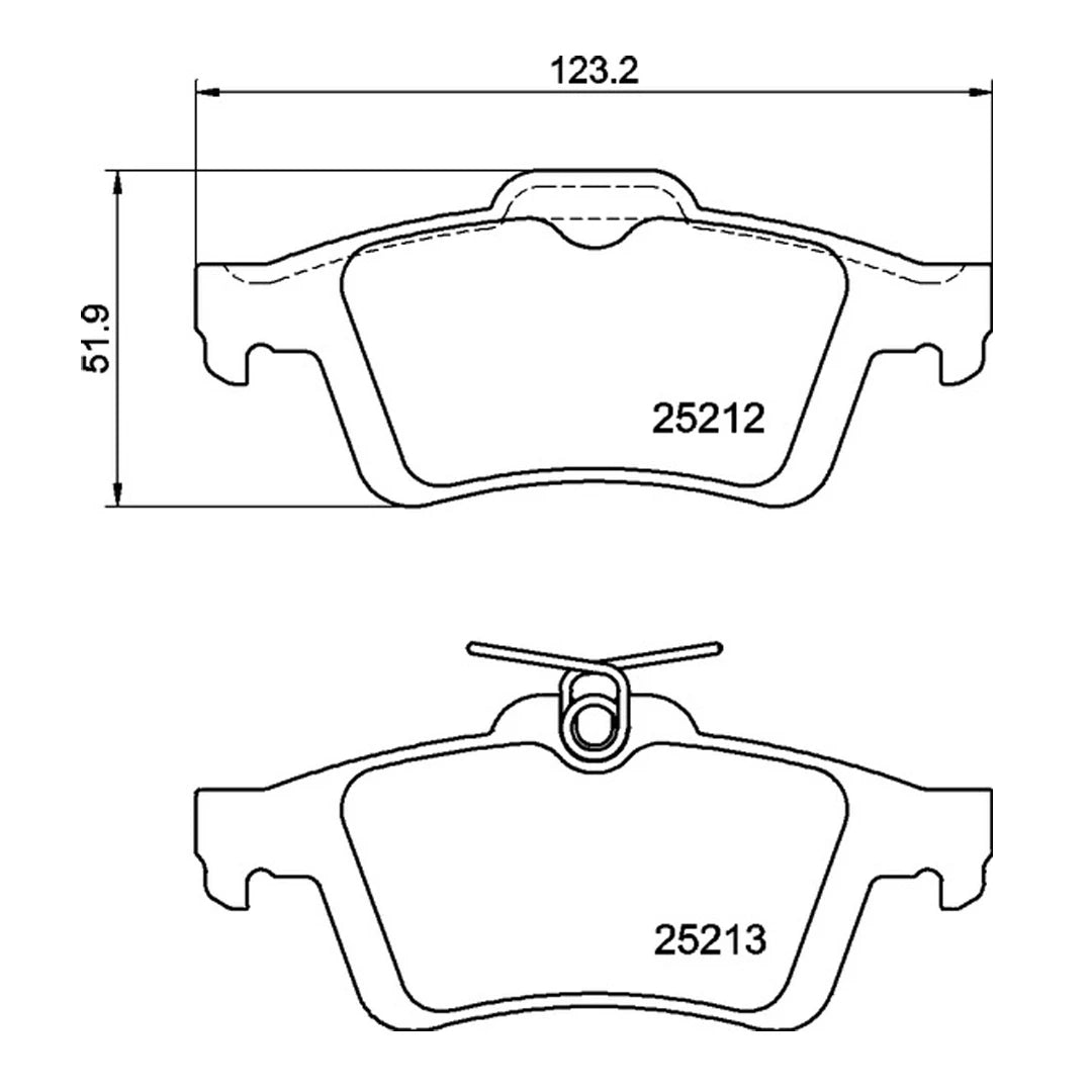 Technical drawing of Mintex MDB3150 brake pads with dimensions and part numbers.