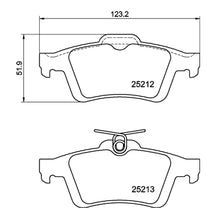 Technical drawing of Mintex MDB3150 brake pads with dimensions and part numbers.