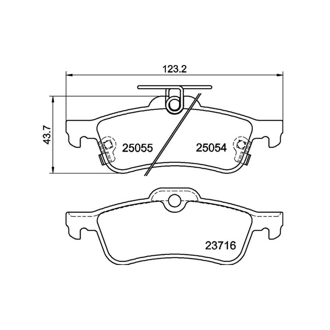 Technical drawing of Mintex MDB3291 brake pads with dimensions