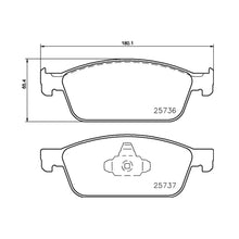 Technical drawing of Mintex MDB3364 brake pads with dimensions