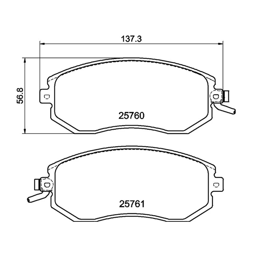 Technical drawing of Mintex MDB337FR brake pads with dimensions