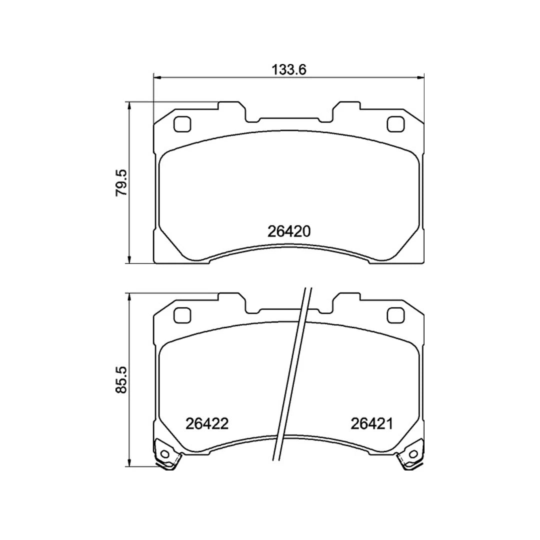 Technical drawing of Mintex MDB3481FR brake pads with dimensions and part numbers.