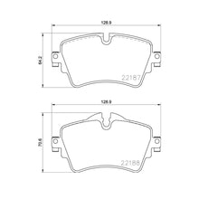 Technical drawing of Mintex MDB3734FR brake pads with dimensions and part numbers.