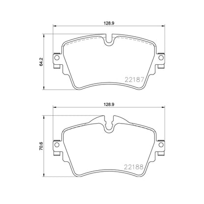 Technical drawing of Mintex MDB3734FR brake pads with dimensions and part numbers.
