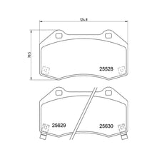 Technical drawing of Mintex MDB3851FR brake pads with dimensions and part numbers.