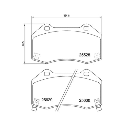 Technical drawing of Mintex MDB3851FR brake pads with dimensions and part numbers.