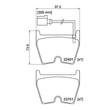 Technical drawing of Mintex MDB39194FR brake pads with dimensions and part numbers.