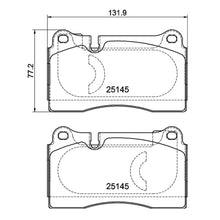 Technical drawing of Mintex MDB3977FR brake pads with dimensions