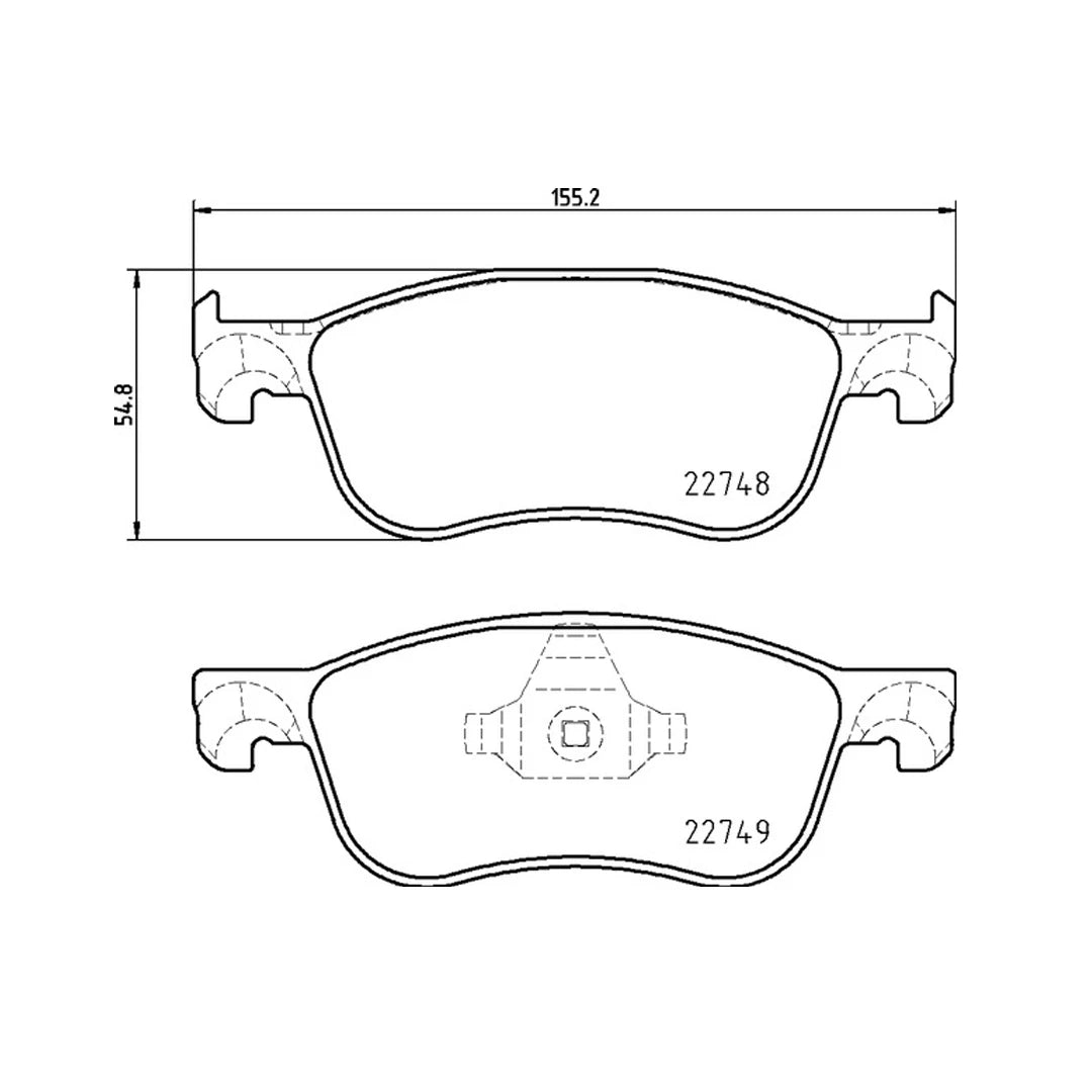Technical drawing of Mintex MDB410FR brake pads with dimensions