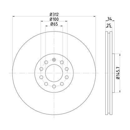 Technical drawing of Mintex MDC1381C brake discs with dimensions