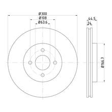 Technical drawing of Mintex MDC1559C brake discs with dimensions