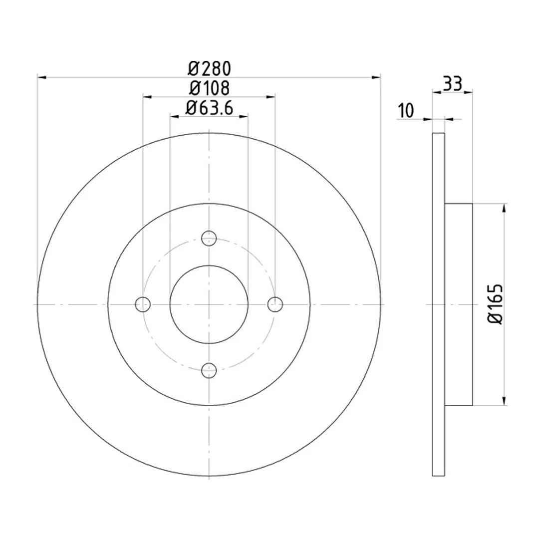 Technical drawing of Mintex MDC1600C brake discs with dimensions