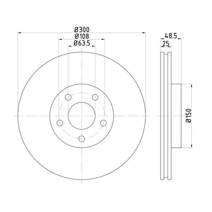 Technical drawing of Mintex MDC1641C brake discs with dimensions