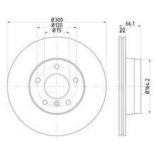 Technical drawing of Mintex MDC1647C brake discs with dimensions
