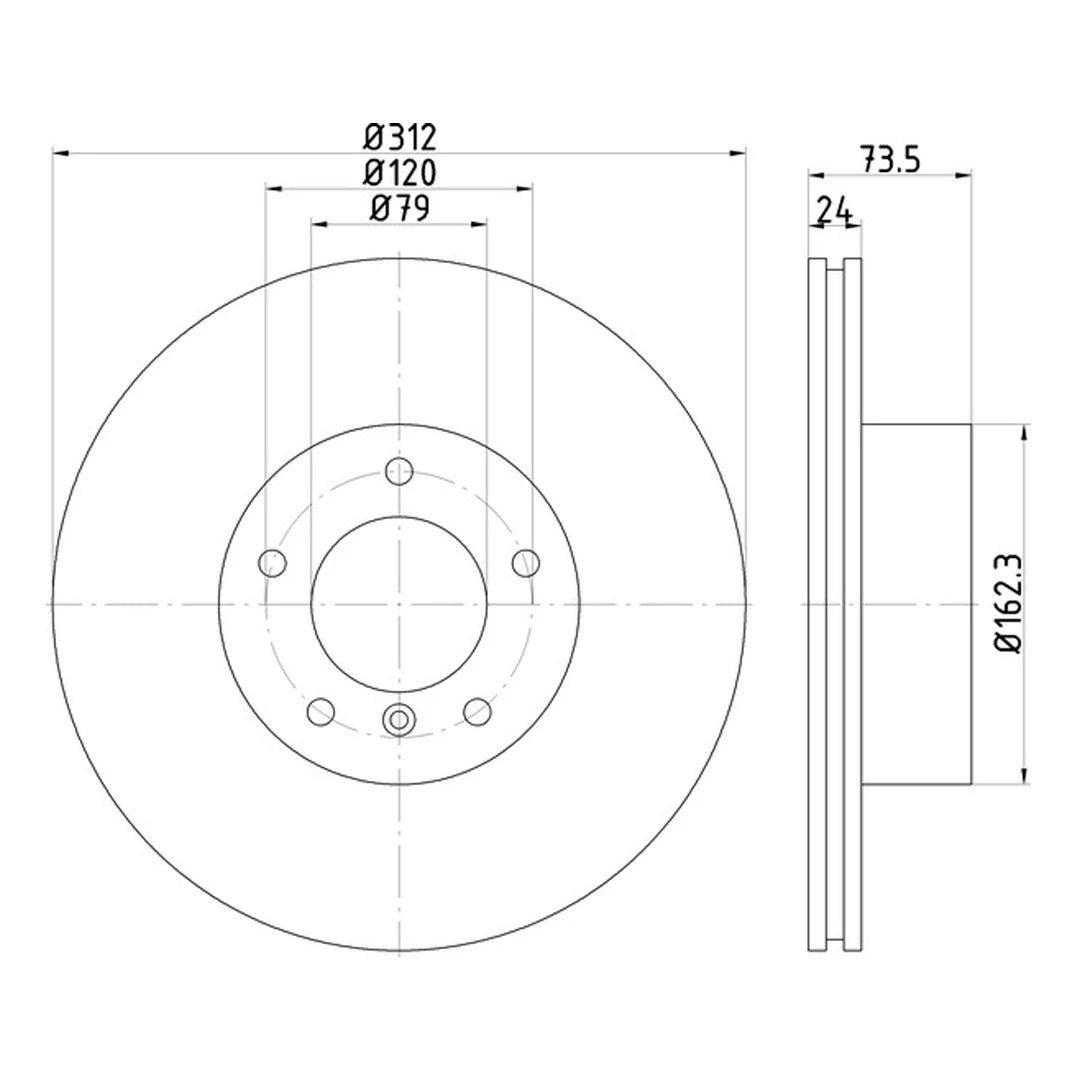 Technical drawing of Mintex MDC1912C brake discs with dimensions