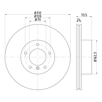 Technical drawing of Mintex MDC1912C brake discs with dimensions