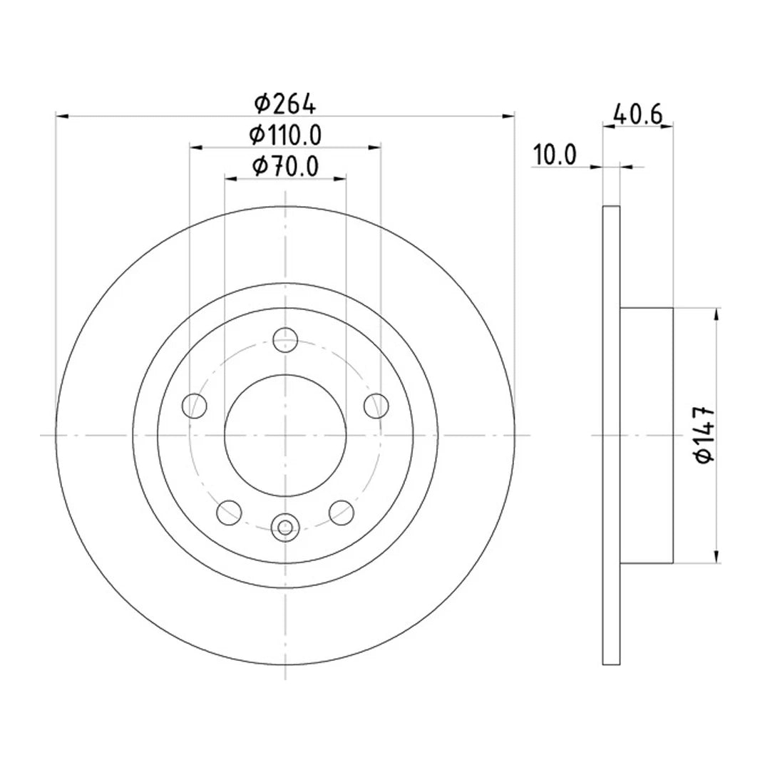 Technical drawing of Mintex MDC2230C brake discs with dimensions