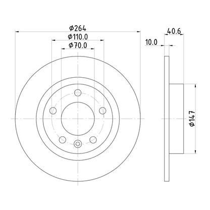 Technical drawing of Mintex MDC2230C brake discs with dimensions