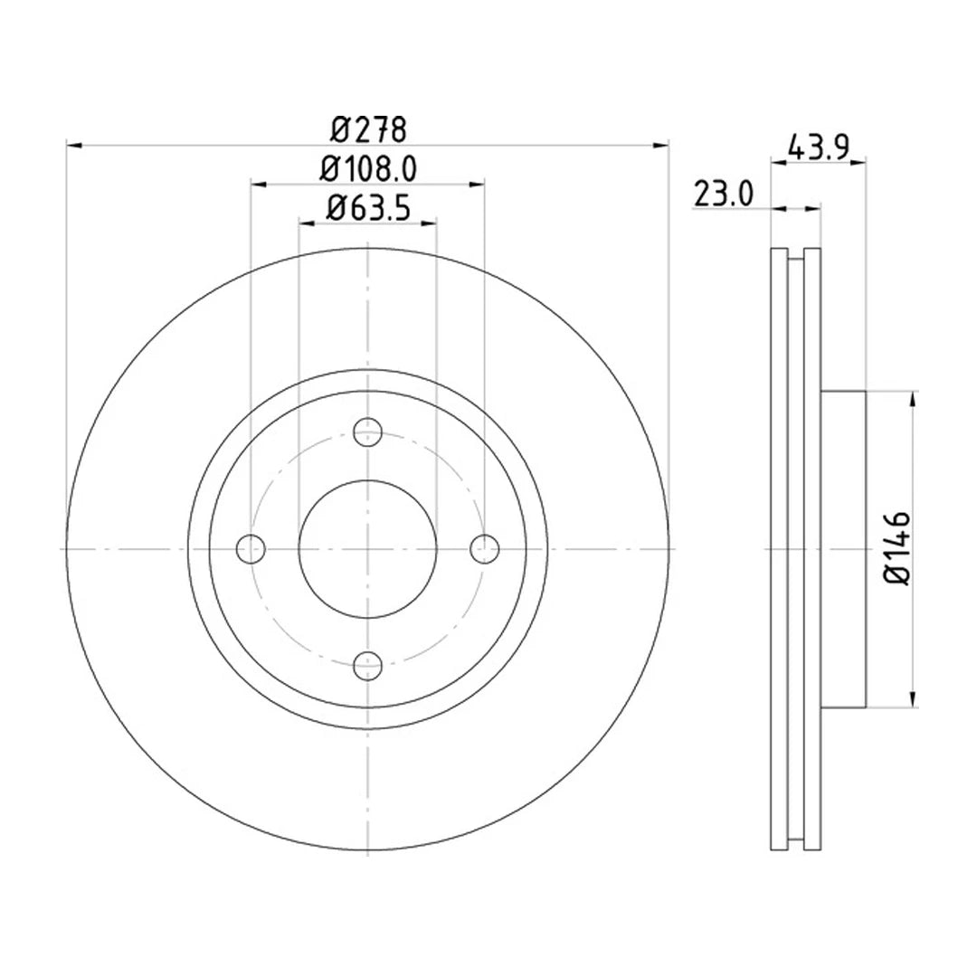 Technical drawing of Mintex MDC248 brake discs with dimensions on a white background