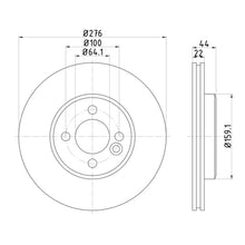 Technical drawing of Mintex MDC2619C brake discs with dimensions