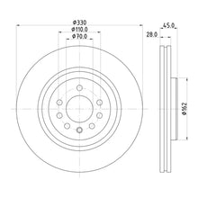 Technical drawing of Mintex MDC2936C brake discs with dimensions