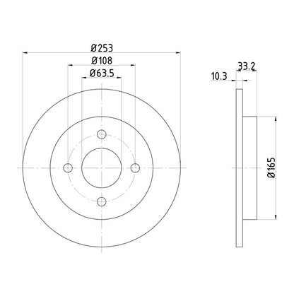 Disques de frein arrière Mintex MDC442C Ford Sierra MK1 MK2 Saphir