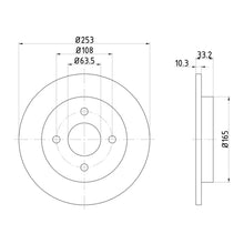 Technical drawing of Mintex MDC442C brake discs with dimensions