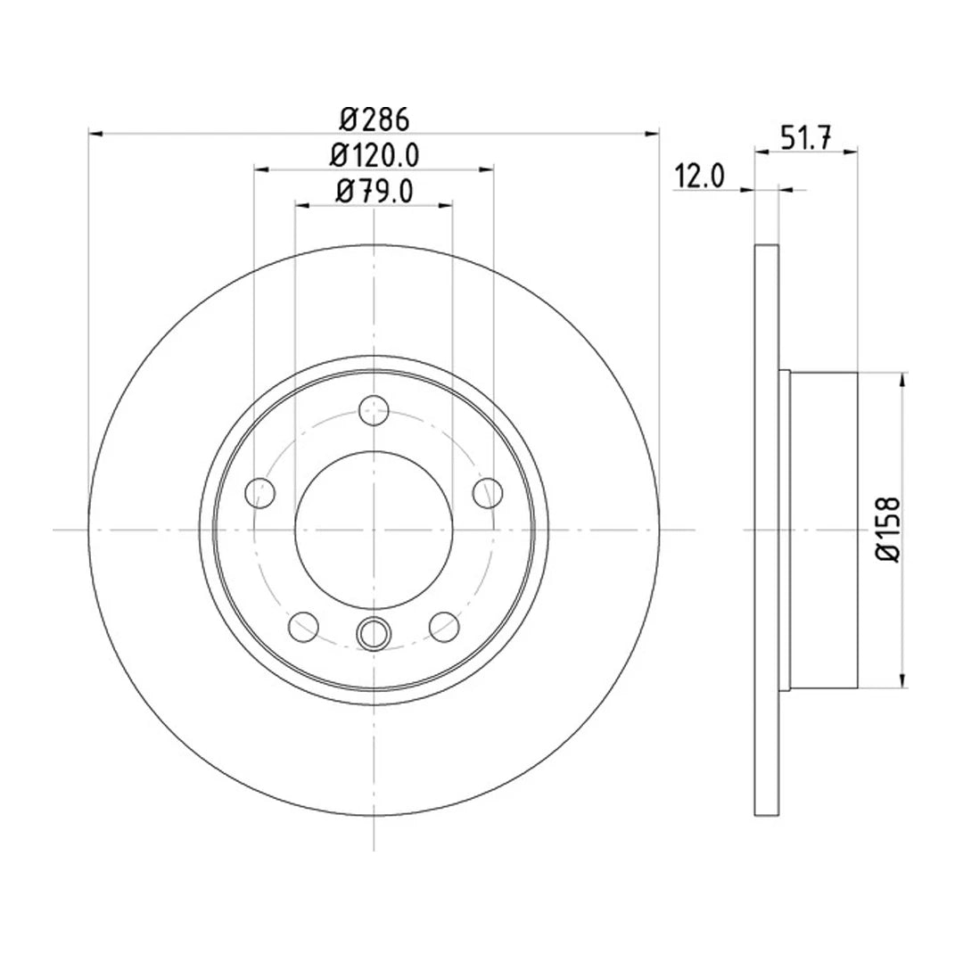 Technical drawing of Mintex MDC622C brake discs with dimensions
