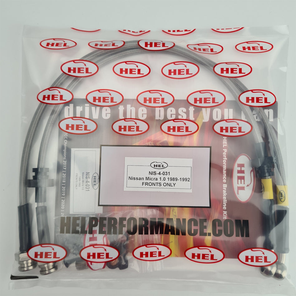 HEL Performance Nissan Micra K10 Stainless Steel Braided Brake Hoses Clear