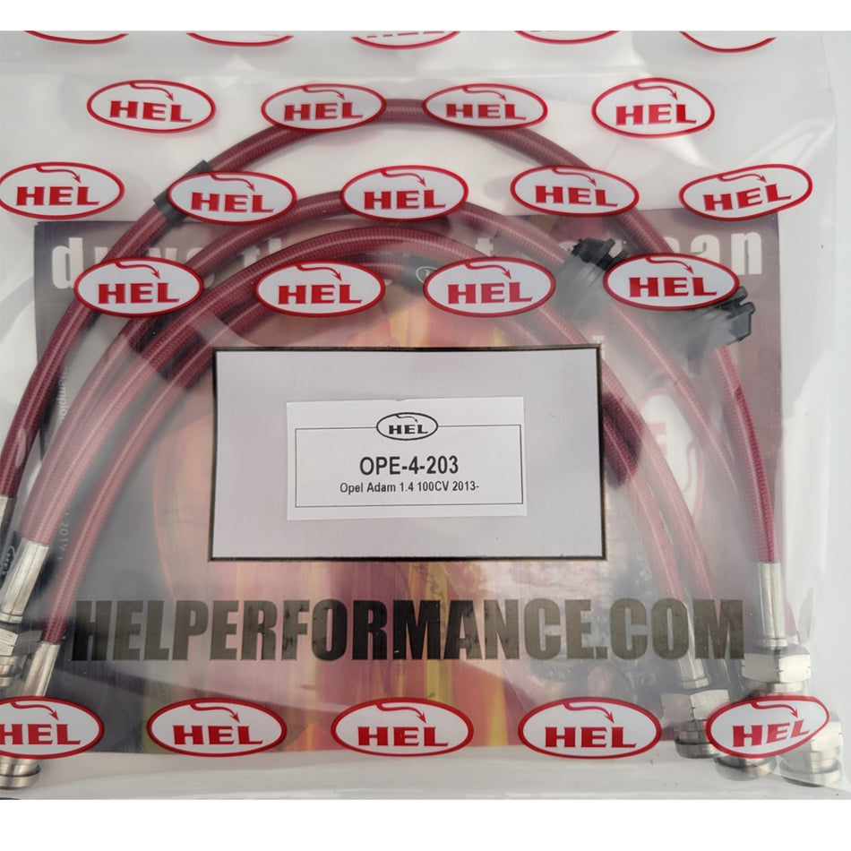 HEL Vauxhall Adam Stainless Steel Braided Brake Hoses T Red