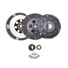 A clutch kit set, including a pressure plate, flywheel, clutch disc, release bearing, seal, and mounting hardware.