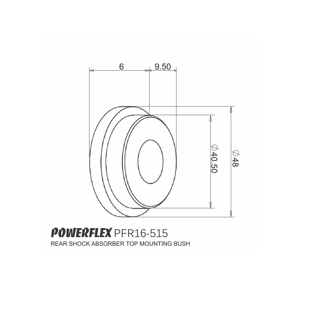 Powerflex PFR16-515 Fiat 500 595 695 Abarth Hintere Stoßdämpfer-Oberbuchsen