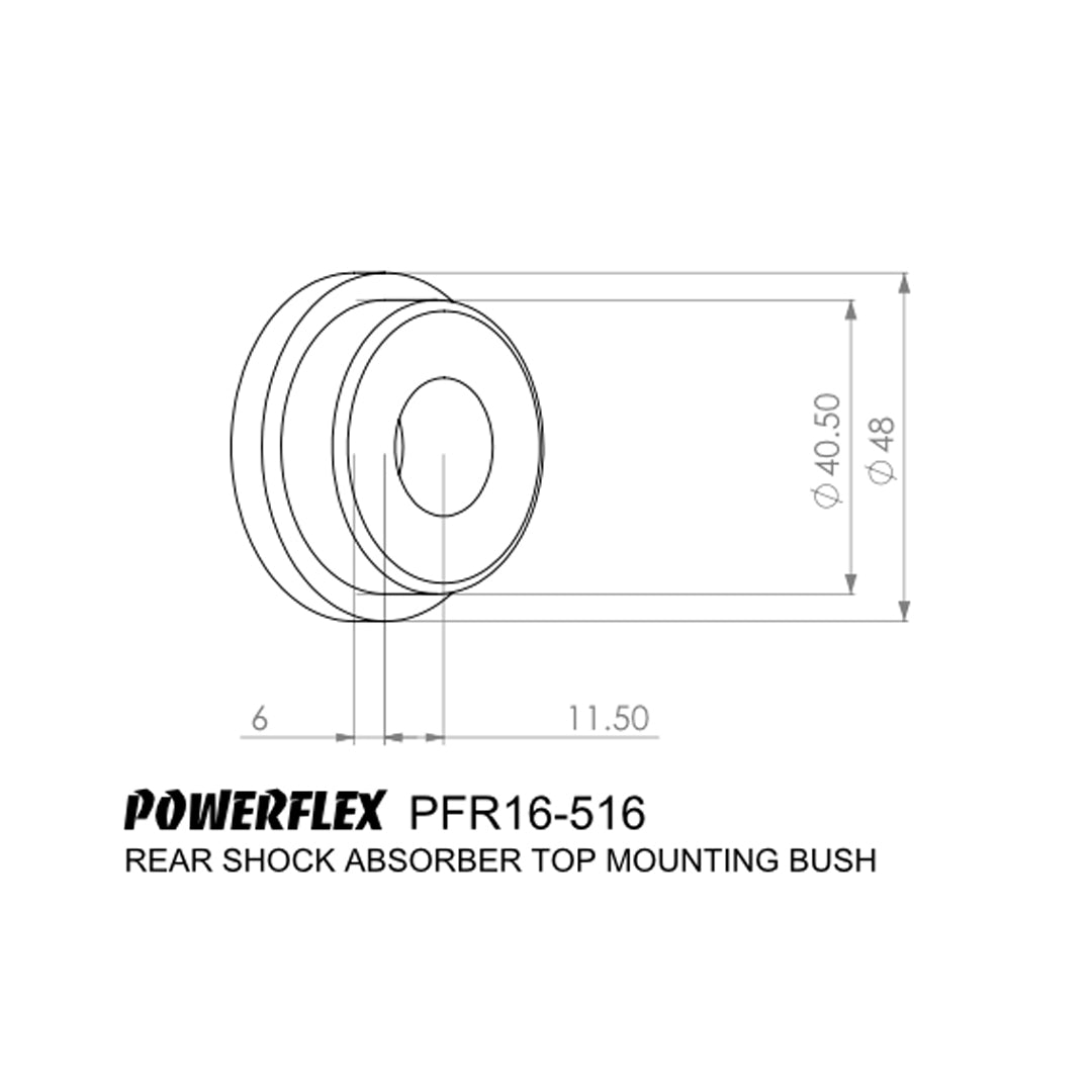 Silentblocs supérieurs d'amortisseur arrière Powerflex PFR16-516 pour Fiat 500 595 695 Abarth