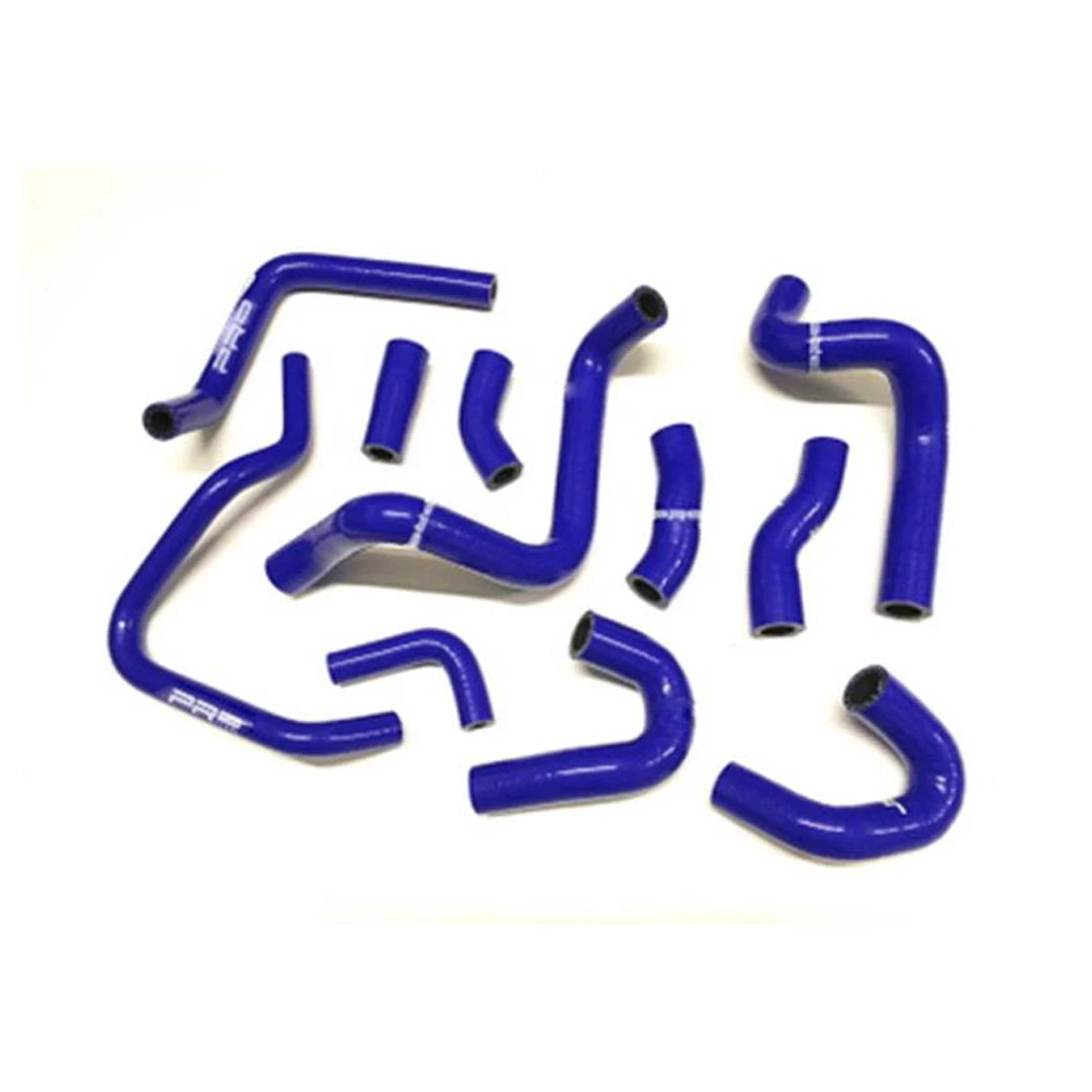 blue silicone hoses on a white background