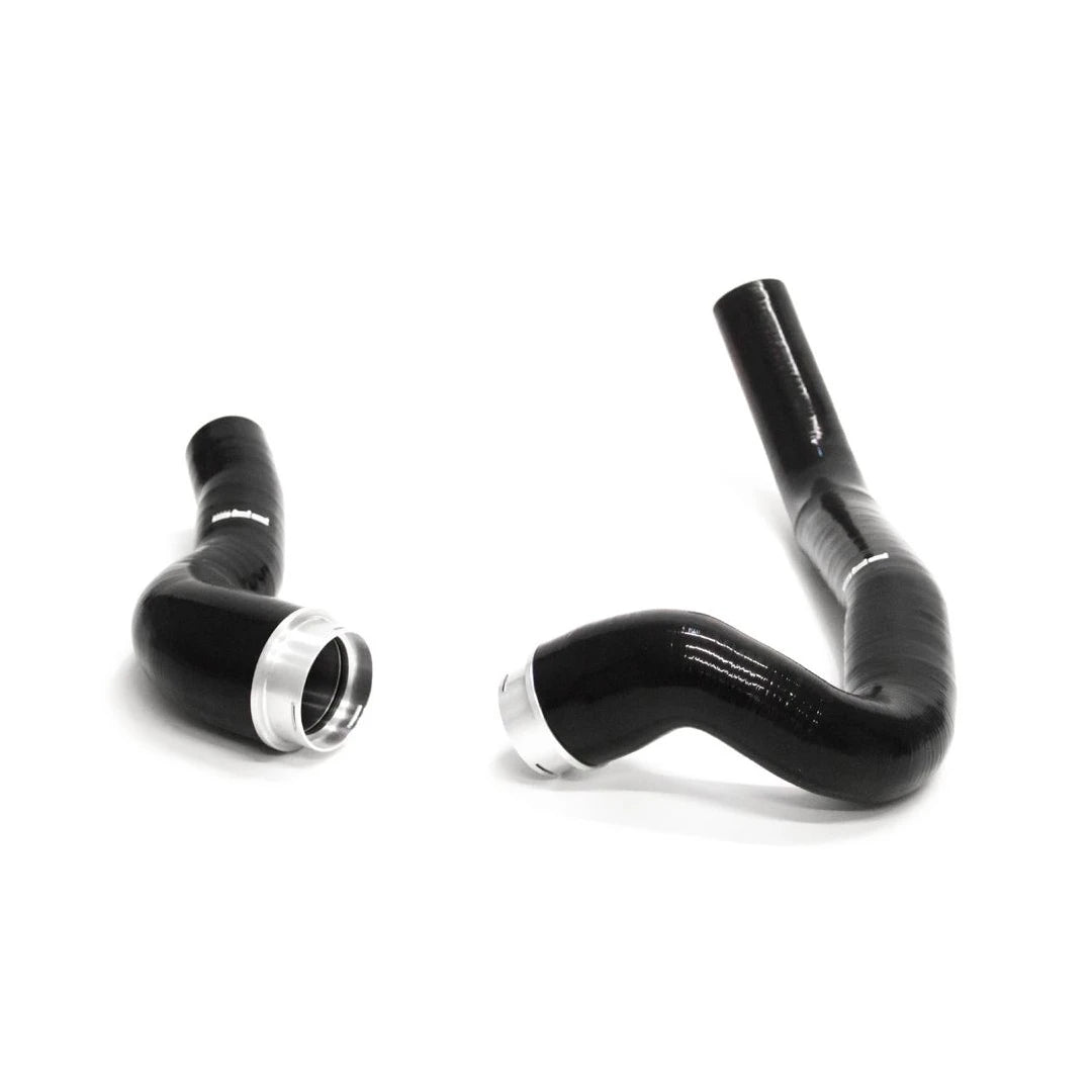 pair of black intake hoses on a white background