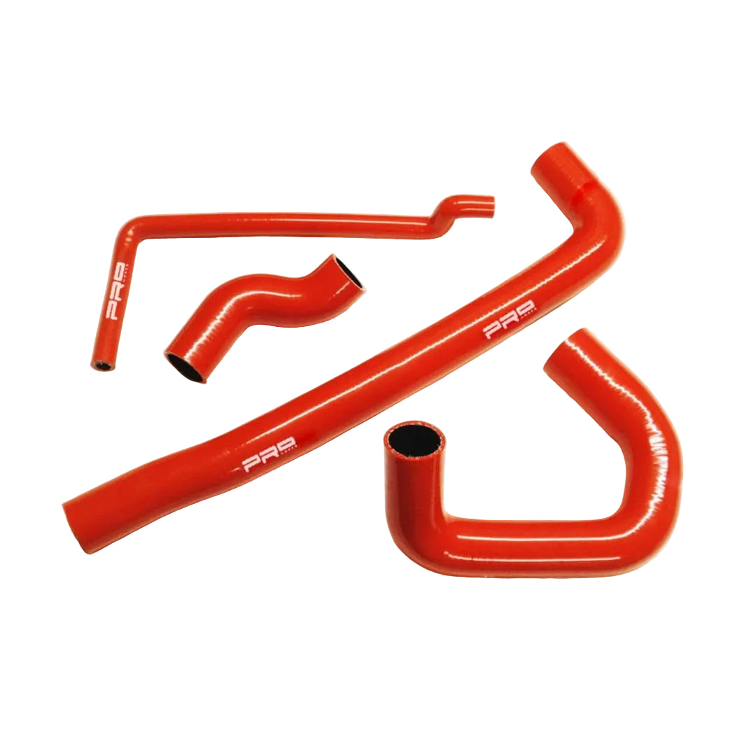 red silicone hoses on a white background