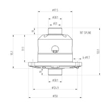 Technical drawing of a Blackline PLF120 limited slip differential