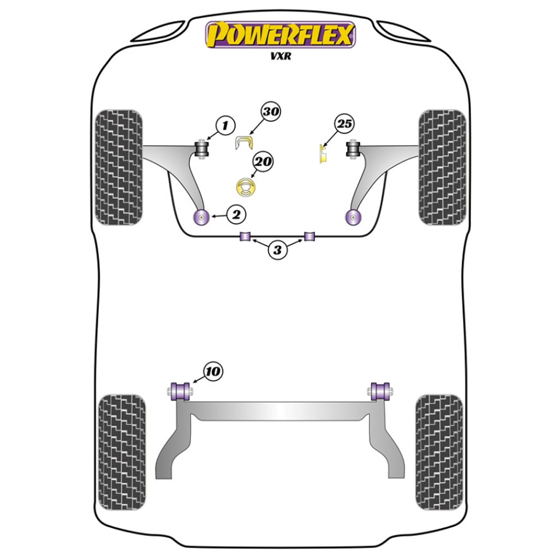 Bagues de montage de poutre arrière Powerflex PFR80-1110 pour Opel Corsa DE VXR