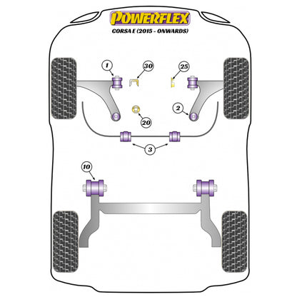 Bagues de montage de poutre arrière Powerflex PFR80-1110 pour Opel Corsa DE VXR